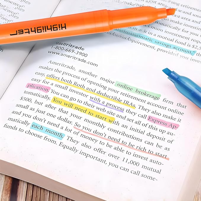 Highlighters, Chisel Tip, Highlighters Assorted Colors, Bible Highlighter No-Bleed, Quick-Drying Ink Highlighter for School, Teacher Students, Office, Classroom Must Have, 24 Pack