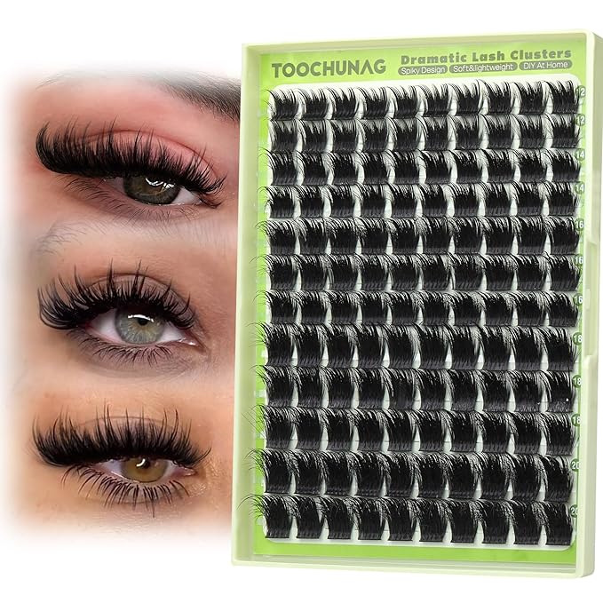 Spiky Lash Clusters 300D Fluff Eyelash Clusters 12-20mm Volume Cluster Eyelash Extensions D Curly Mink Individual Cluster Lashes with Spikes for DIY Fairy Manga Lash Extension by TOOCHUNAG
