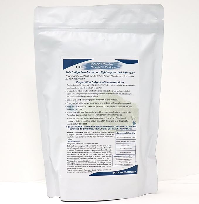 3 Packs of 100% Pure INDIGO POWDER Hair & Beard Dye/Color 100 grams - The Henna Guys®
