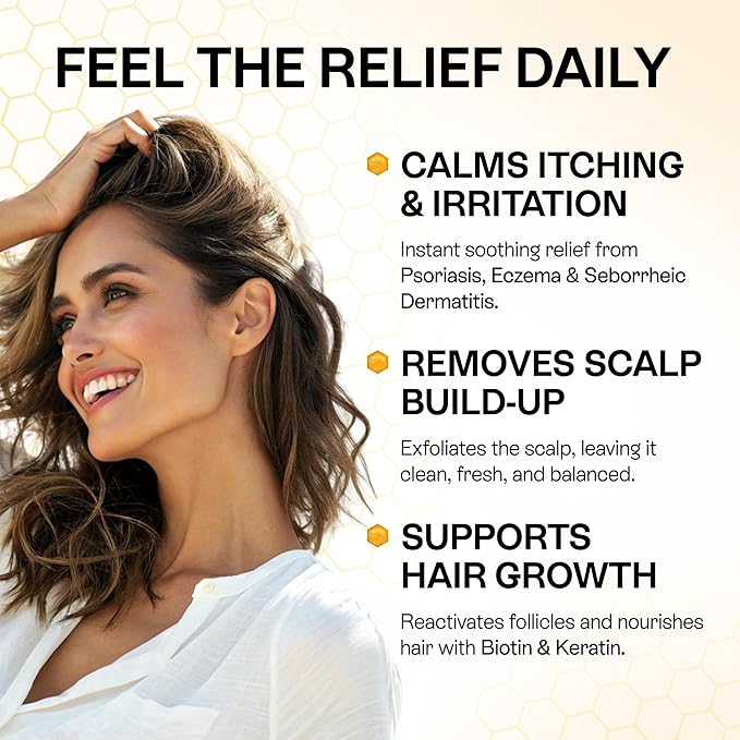 Psoriasis Shampoo for Dry & Itchy Scalp - Psoriasis Scalp Treatment for Eczema Relief, Seborrheic Dermatitis, Ringworm & Folliculitis - Itchy Scalp Shampoo for Flakes & Acne with Manuka Honey