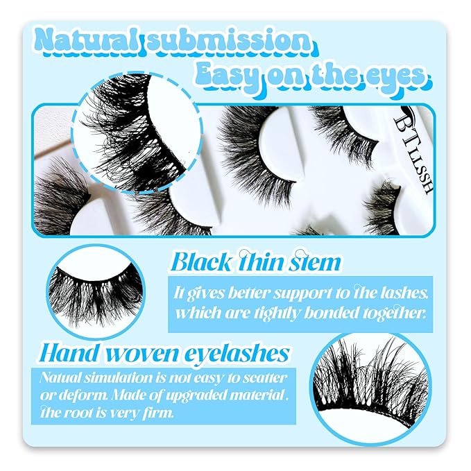 Vegan Mink Eyelashes - Reusable Strip Lash, Cruelty-Free Faux Mink Lashes for 3D Effect. Weightless, Fluffy & Easy to Apply Mink-Like False Eyelashes