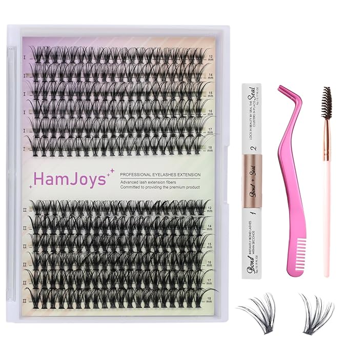 Lash Extension Kit DIY 240pcs Lash Clusters Eyelash Extension Kit, 12-18mm 30D 40D Individual Lashes Kit with Lash Bond and Seal, Lash Tweezers for Self Use (30D&40D, 0.07D, 12-18mm, Kit)