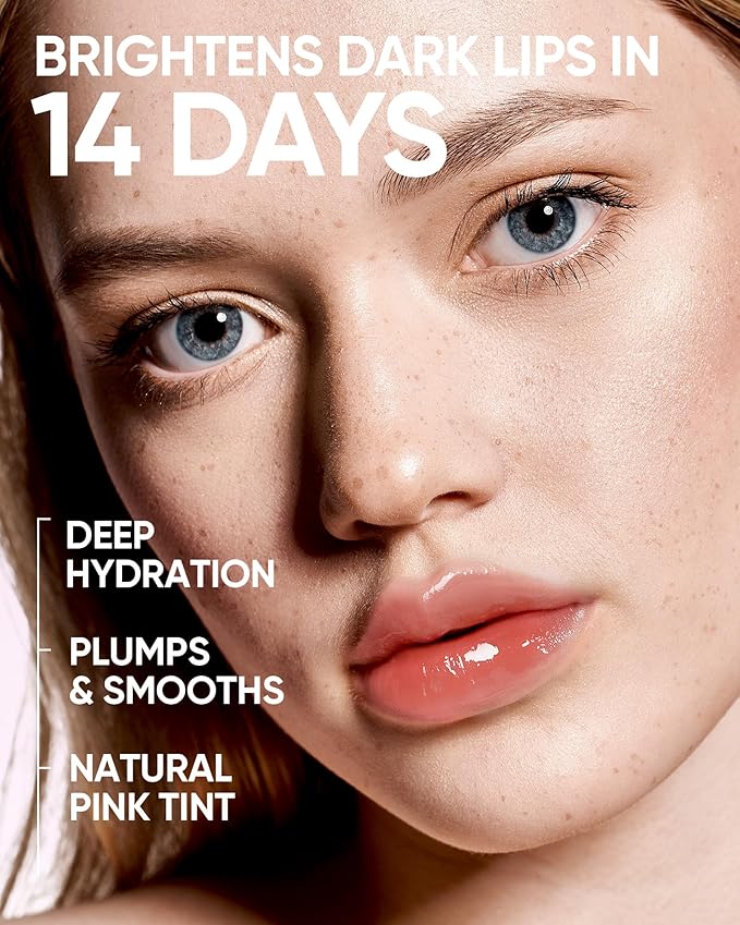 Hydrating Brightening Lip Serum, Smooth Tinted Lip Stain, Plumping Lip Gloss with Polypeptide Squalane, Moisturizing Balms, Brighten Dark Lips, Korean Beauty Makeup (02 Coral Rose)