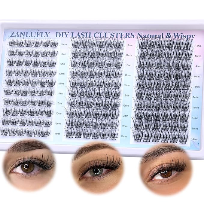 Lash Clusters Wispy Eyelash Clusters Natural CC-Curly Cluster Lashes zanlufly Wispy Individual Lashes 180Pcs Eyelash Extension 10 12 14MM DIY Lash Extension