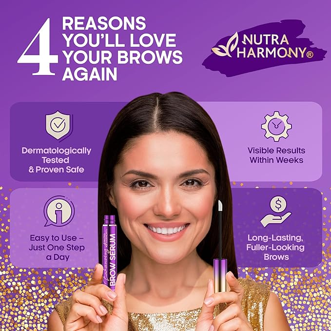 Brow Serum for Eyebrow Growth – Pro Growth Treatment with Keratin & Biotin Peptides – Hyaluronic Acid, Creatine & Castor Oil – No Prostaglandins, Vegan & Non‑Irritating for Fuller, Thicker Brows, 8ml