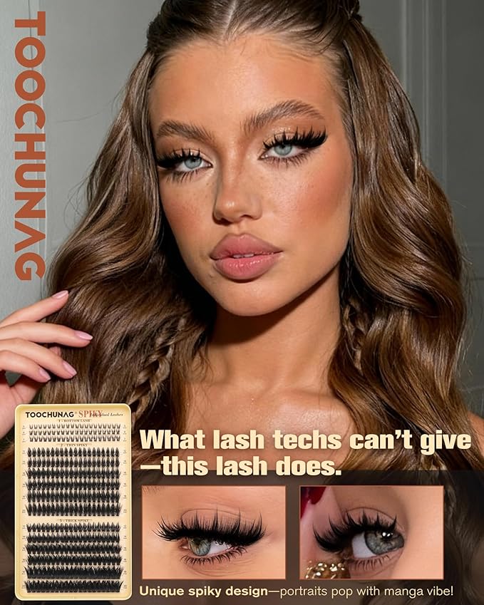 Spiky Manga Lash Clusters 12-20mm Long Eyelash Clusters 80D+100D Cluster Eyelash Extensions with Bottom Lashes Individual Fairy 300pcs Thick Volume DIY Plume Flake Cluster Lash Extension by TOOCHUNAG