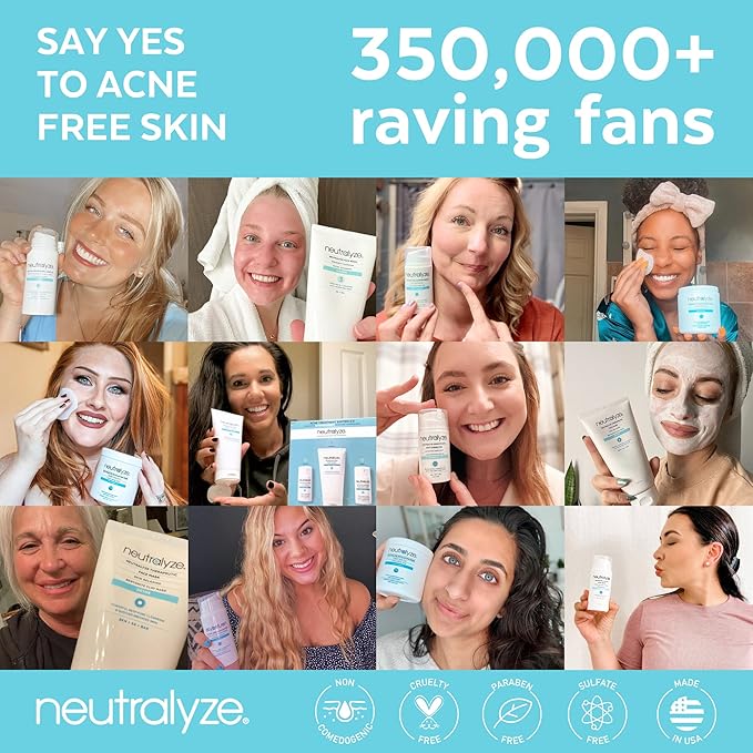 Neutralyze Acne Wash for Face with 2% Mandelic Acid & 2% Salicylic Acid - Professional Grade, A.H.A. + B.H.A. Facial Cleanser for Acne Prone Skin (90+ Day)