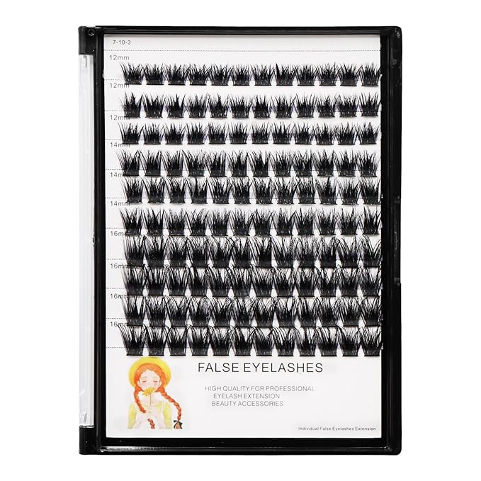 Bodermincer Lash Clusters D Curl Black/Brown/Colored Lashes 10-12-14/12-14-16/16-18-20mm Mixed Lash Clusters Kit For Beginner (M01# 12-14-16mm Mixed)