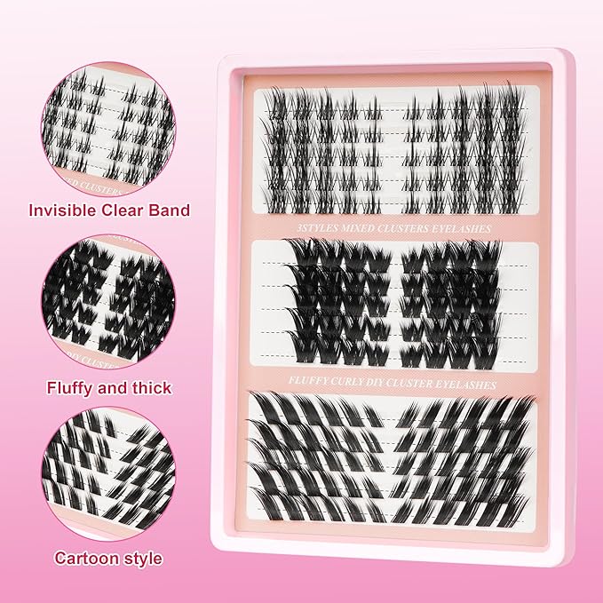 Fox Eye Lash Clusters Wispy Cluster Eyelashes Extensions Manga Eyelash Clusters Left Right Lash Extension Fairy Individual Lashes 3 Styles C Curly Cat Eye Cluster Lashes DIY at Home (WY01)
