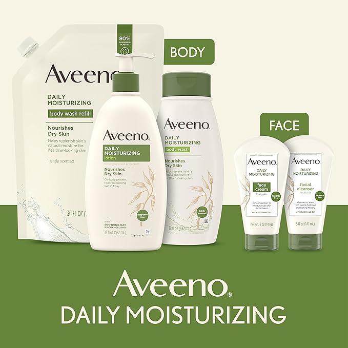 Aveeno Daily Moisturizing Body Lotion with Soothing Oat and Rich Emollients to Nourish Dry Skin, Fragrance-Free, 12 Fl Oz (Pack of 6)