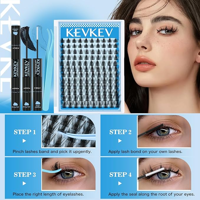 Manga Lash Clusters Kit 10-18mix Spiky Fairy Lash Clusters Kit Invisible Ultra-Thin Band Manga Lashes Eyelash Clusters Kit With Lash Bond And Seal DIY at Home(Fairy02 Kit)