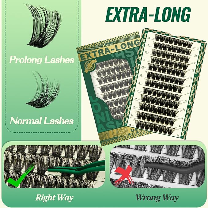 Lash Clusters 96pcs Eyelash Clusters D Curl 18-24MIX Cluster Lashes KEYYOU Volume Wispy Lash Extension Soft&Comfortable Easy DIY at Home(Y02,D-18-24MIX)