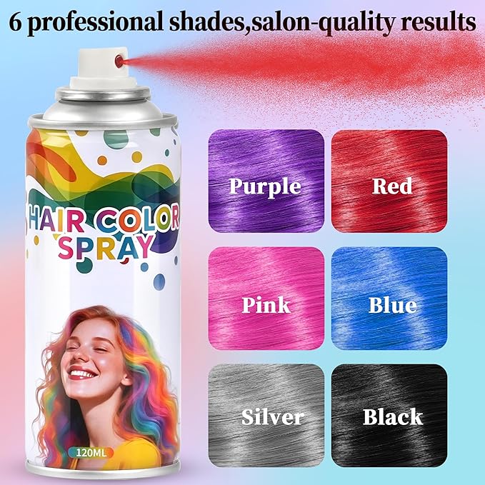 Purple Hair Spray, hair spray temporary for Women Kids Men, Washable Temporary Hair Dye Spray，Spray hair color Non-Sticky,For Cosplay Christmas Party, Halloween Crazy Hair Day (Purple, 4.06 oz)