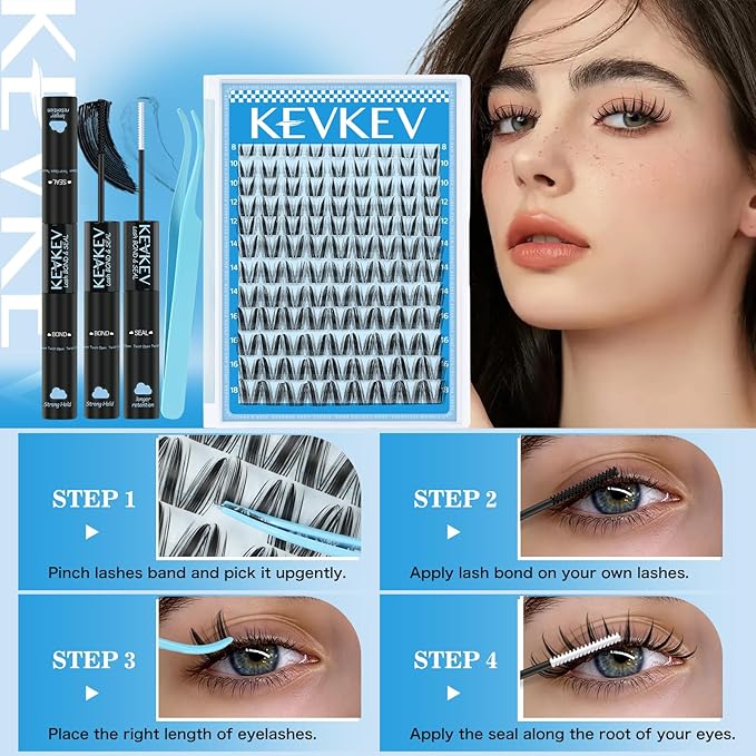 Manga Lash Clusters Kit 8-18mm Fairy Lash Clusters Invisible Band Spiky Lash Extension Kit Eyelash Clusters Kit With Lash Bond And Seal(Fairy07 Kit)