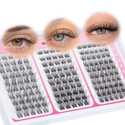 Natural Lash Clusters Wispy Eyelash Clusters 3 Styles Mix Cluster Eyelash Extensions D Curly Individual Lashes 10-16 mm Versatile Eyelashes Clusters with Thin Clear Lash Band
