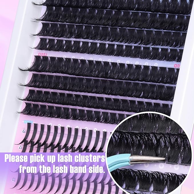 Russian Lash Extensions Kit Spikes Lash Individuals 100D 120D Volume Eyelash Clusters D-Curly Lash Clusters Kit 12-19MM DIY Eyelash Extensions with Bond and Seal Eyelash Glue and Tweezers by Mavphnee