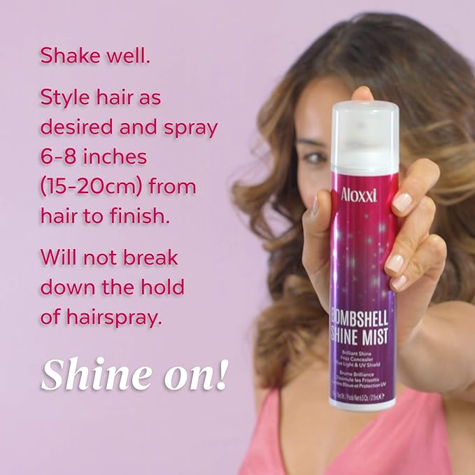 ALOXXI Bombshell Shine Mist Weightless Finishing Spray for Brilliant Shine Frizz Control and UV Protection, 6.5 Oz