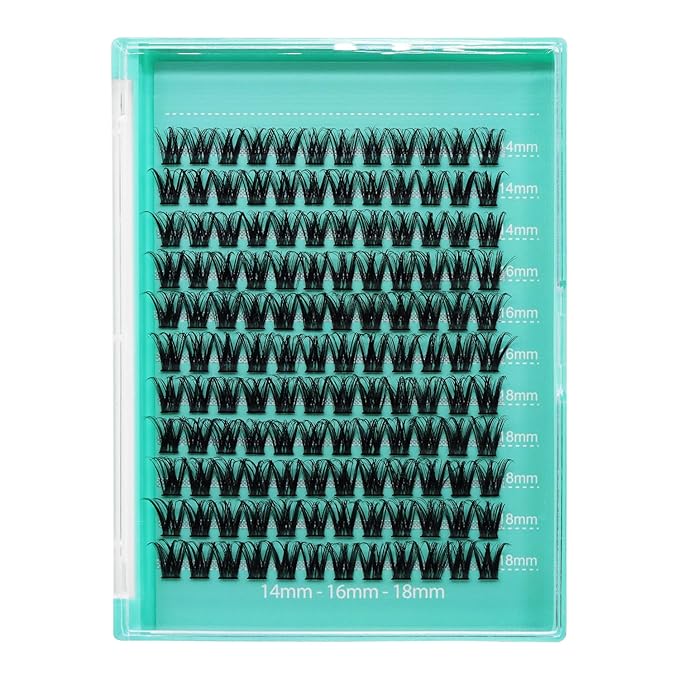 Bodermincer Lash Clusters D Curl Black/Brown/Colored Lashes 10-12-14/12-14-16/16-18-20mm Mixed Lash Clusters Kit For Beginner (Y03# 14-16-18mm Mixed)