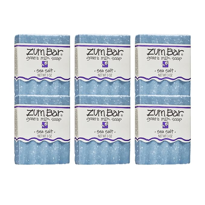 Zum Indigo Wild Goat's Milk Soap Bar - Bar Soap for Hands & Body Made with Essential Oils - 3 oz - Sea Salt (6 Pack)