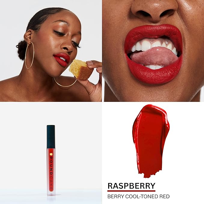 Pound Cake Cake Batter Liquid Lipstick – Long-Lasting, Semi-Matte Liquid Lipstick – Hydrating, High-Pigment Lip Stain with Avocado Oil – Shades for All Skin Tones – 0.13 oz, (Raspberry)