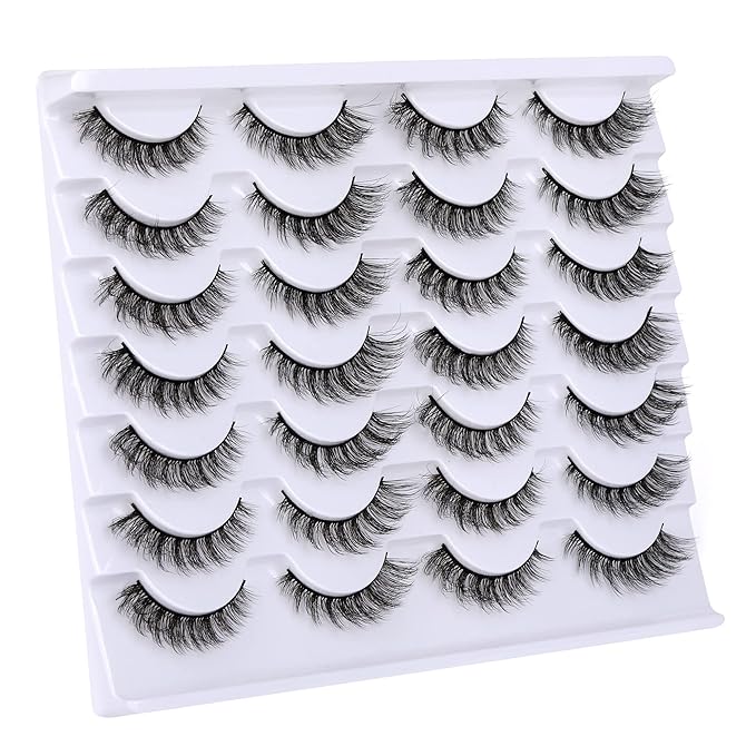 Newcally Cat Eye Lashes Natural Look False Eyelashes Short Wispy 3D Volume Fake Eye Lashes Pack 14 Pairs