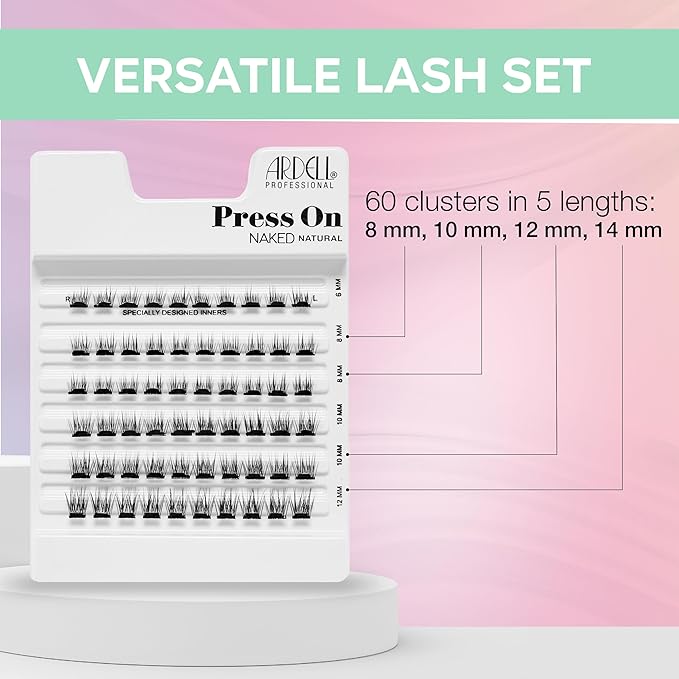 Ardell Press On Lashes Naked Natural – Pre Glued Lash Clusters for All-Day Wear, No Glue Needed, 60 Clusters