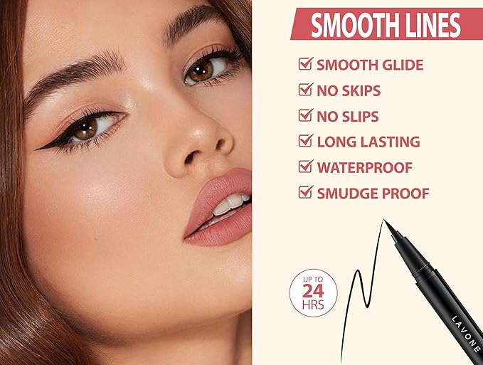 LAVONE Hair-Like Eyebrow Pen Makeup kit, Eyebrow Pencils for Women with Waterproof Microblading Eyebrow Pencil, Eyebrow Pomade, Eyeliner and Eyebrow Brush, Create Full, Natural Brows, Dark Brown