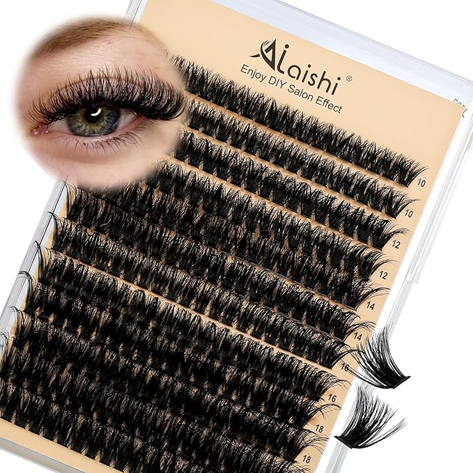 Lash Clusters Kit, DIY Cluster Eyelash Extensions 10‑20mm, 80D, 240pcs Fluffy D Curl Natural Lashes–Fake Cat Eye Individual Clusters