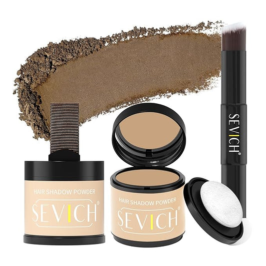 Sevich Hairline Powder 10g 2-Pack with Brush, Instantly Conceals Hair Loss & Thinning, 48H Waterproof Root Touch Up Powder, Natural Hair Shadow Toppers for Women & Men, 2 Box = 5 Boxes,Light Brown