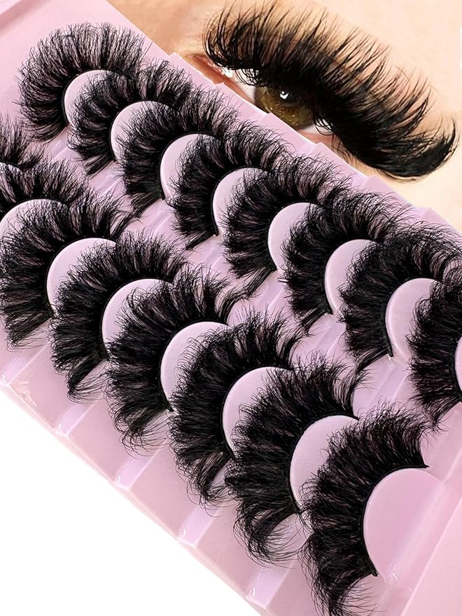 HBZGTLAD Mink Lashes Fluffy False Eyelashes 25mm Dramatic Faux Mink Eyelashes Natural Look Cat Eye Volume Eye Lashes Multipack (9D-31)