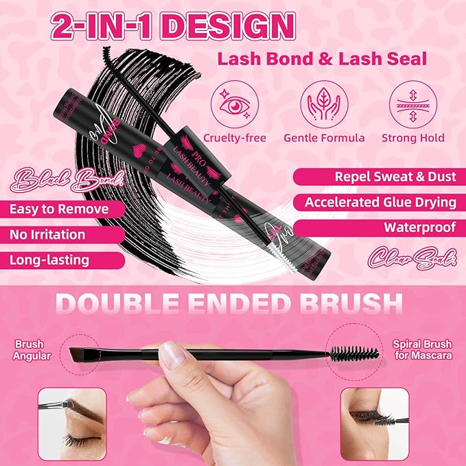 PRO LASHBEAUTY Wispy Lash Clusters Kit with Eyelash Clusters Lash Bond and Seal Eyelash Applictor Lash Remover Lash Extension Kit for Beginner Waterproof Resuable Lashes at Home (Sunrise,8-16mix)