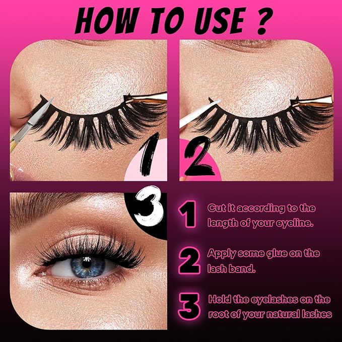 Veleasha Lashes 10 Pairs Natural Fluffy False Eyelashes Soft Wispy Lashes 3D Faux Mink Lashes Pack (V42)