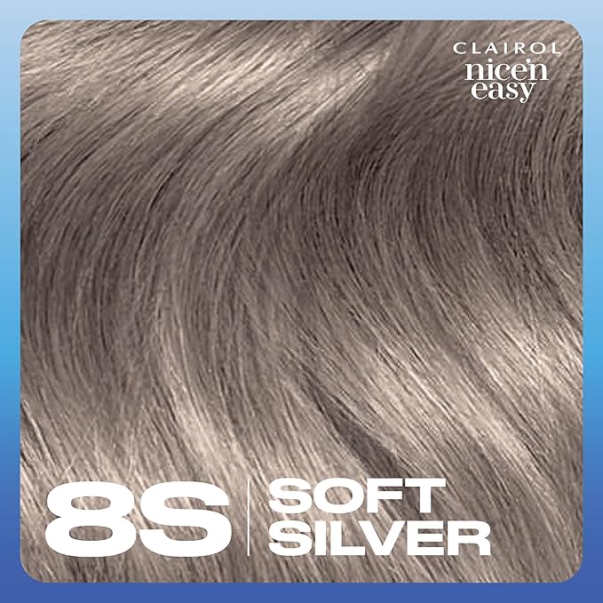 Clairol Nice'n Easy Permanent Hair Dye, 8S Soft Silver Hair Color, Pack of 1
