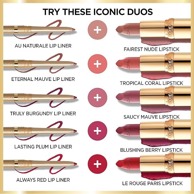 L'Oreal Paris Colour Riche Original Creamy, Hydrating Satin Lipstick with Argan Oil and Vitamin E, Saucy Mauve , 1 Count