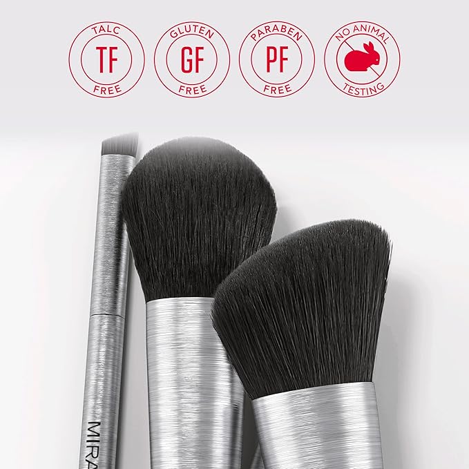 Mirabella Perfecting Concealer Brush, Premium Professional Makeup Brush Collection, Cruelty-Free Synthetic Bristle Brush, Hand-Sculpted Brushed Aluminum Handle, Luxury Blending Brush for Makeup