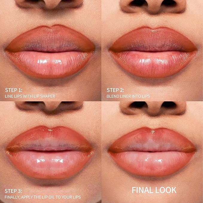Orange Red Dual-Ended Liquid Watercolor Lip Liner & Hydrating Tinted Lip Oil, Highly Pigmented Long Lasting Lip marker pen, Smudge Proof Natural Finish, Precise Chisel Tip Marker 02#
