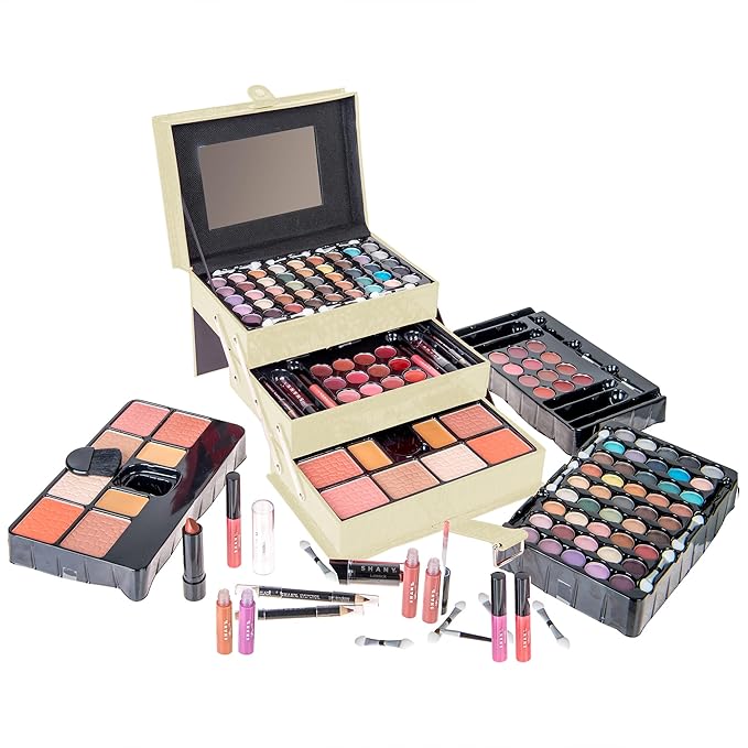 SHANY All In One Makeup Set, Eyeshadow, Blushes, Face Powder, Lipstick, Eye liners, Make up Pencils and Cosmetics Mirror - Makeup Kit With Reusable Storage Beauty Box - White