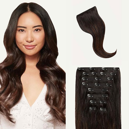 Luxy Hair 24" Off Black Bronde Balayage Classic Clip-In Hair Extensions (240 grams) 100% Remy Human Hair, Natural,Volume, 10-Piece Set, Blends Easily