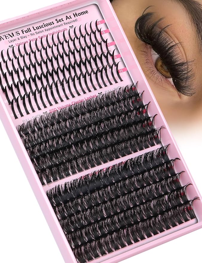 Lash Clusters With Spikes Eyelash Extensions 295Pcs DIY Salon-Level Spiky Lashes Cluster Individuals 80D 100D Cluster Eyelash Extensions D Curl 12-20MM
