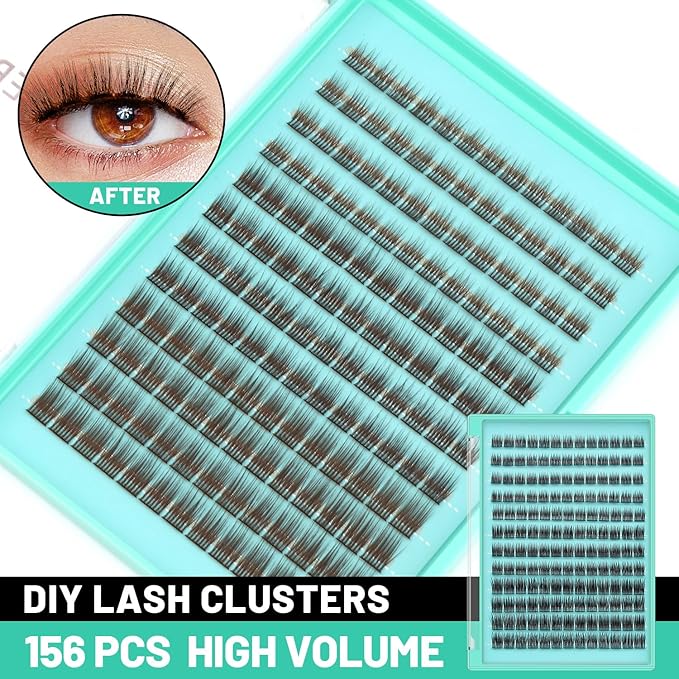 Bodermincer Lash Clusters D Curl Black/Brown/Colored Lashes 10-12-14/12-14-16/16-18-20mm Mixed Lash Clusters Kit For Beginner (Y11# B Curl-Brown 8-10-12mm Mixed)