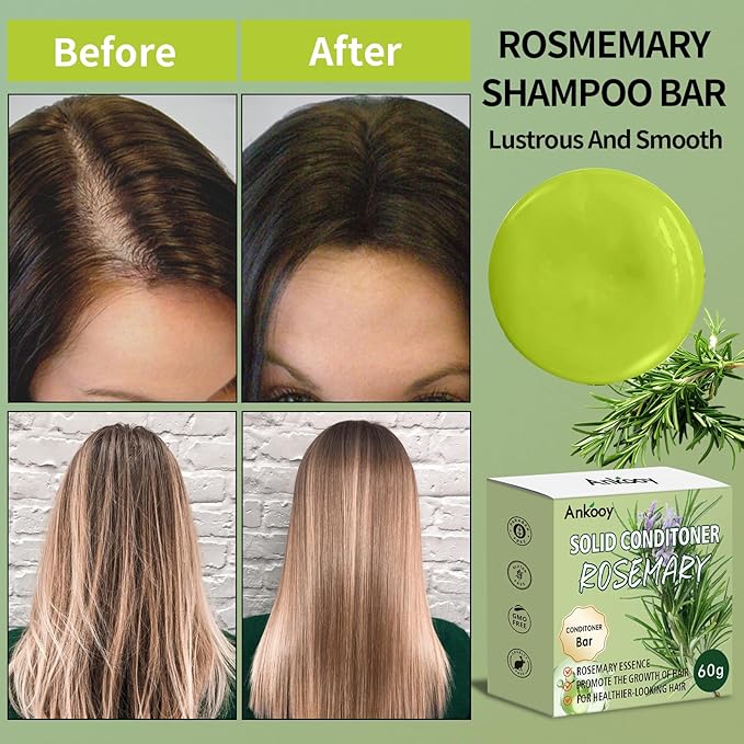 2 Pack Rosemary Oil Shampoo Bars and Conditioner Set,Bar Shampoo and Conditioner for Men and Women, Strengthens Hair, Thickens Strands, Controls Oil, Supports Scalp Health, Reduces Hair Loss