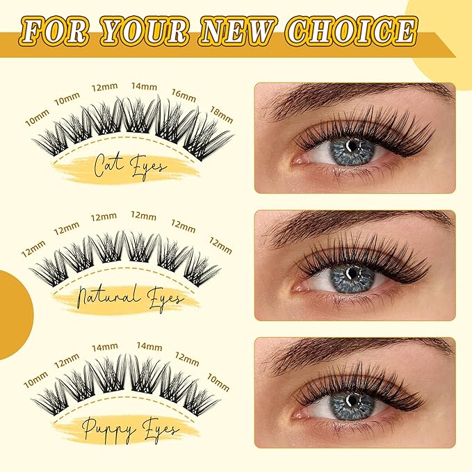 Eyelash Clusters 10-18mm Wispy Lash Clusters D Curl DIY Cluster Lash Extension Kit Individual Lashes Kit With Bond & Seal, Glue Remover, Tweezers(LF01 Lashes Set)