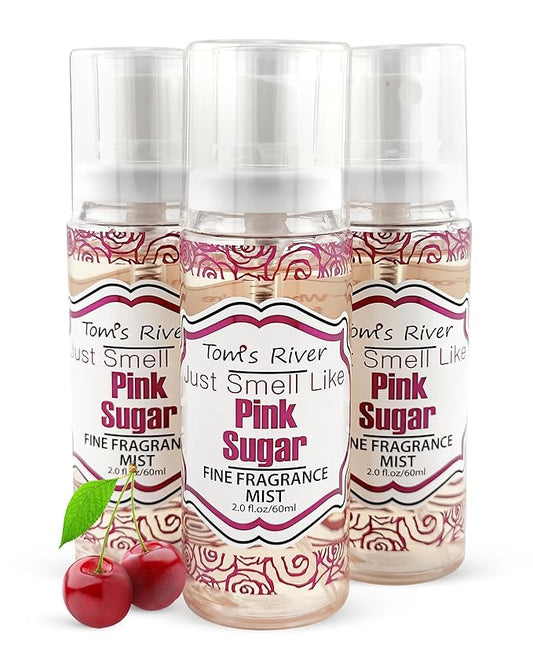 Tom's River Fine Fragrance Body & Hair Mist | Pink Sugar Scented (Pack of 3) | For Daily Use | Travel-Friendly | 2 fl oz/ 60ml per Bottle