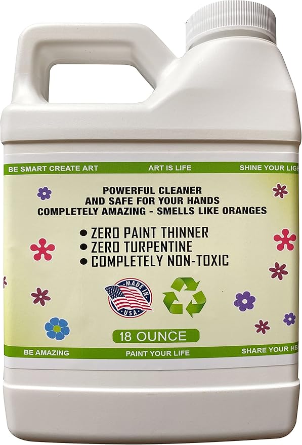 Green Piece® Paint Brush Cleaner & Restorer – 100% Natural, Non-Toxic Formula – Made in USA – Cleans Wet or Dry Paint – Safe for Hands – Works on Acrylic, Latex, Oil & Shellac – 18 Oz