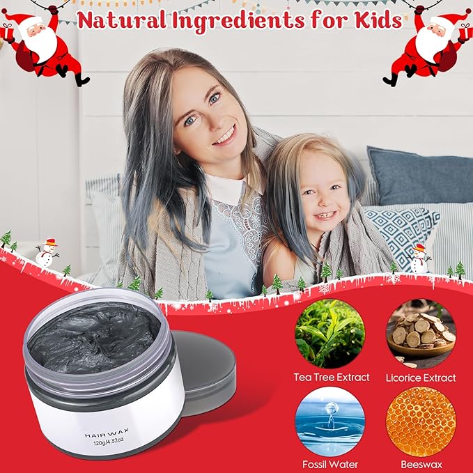 Temporary Hair Color Wax, Washable Hair Styling Clay for Crazy Hair Cosplay Party, 4.23 Oz. Makeup Kit Gifts for Kids 8-12+ Years Old