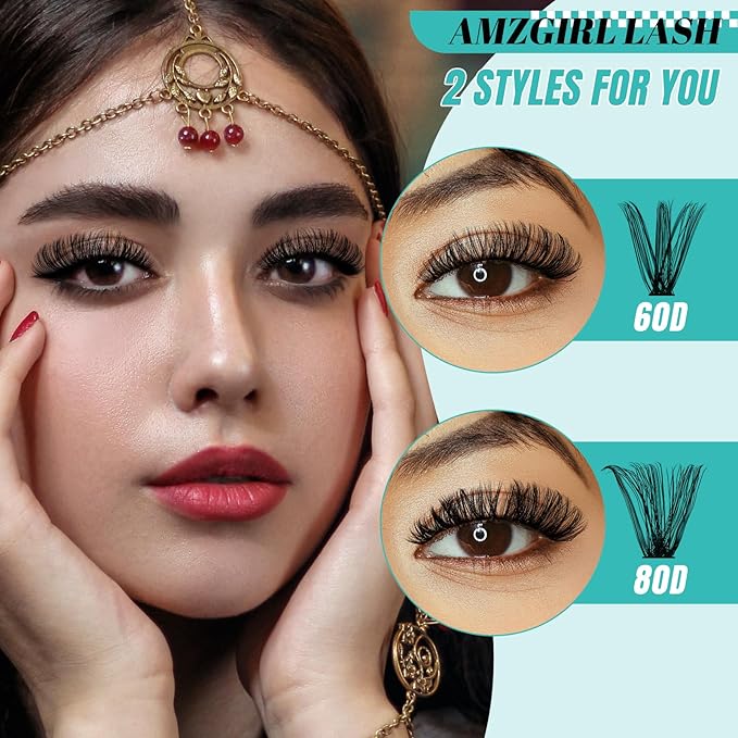 Lash Extension Kit 280Pcs,60D 80D Individual Lashes Clusters Kit,Lash Bond And Seal,Lash Remover For Eyelashes Extensions,Lash Applicator Tool For False Eyelash Cluster Kit At Home(D-Mix8-16mmKit)