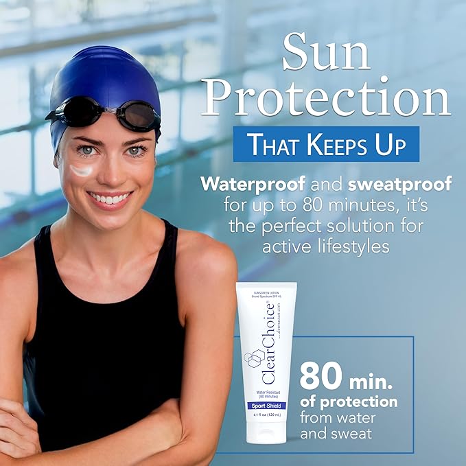 Clear Choice Sunscreen for Face SPF 45, Oil Free Sunblock & Light Moisturizer with Zinc Oxide, Reef-Safe, Broad Spectrum, Water-Resistant, No White Cast, Dermatologist Recommended, 4oz