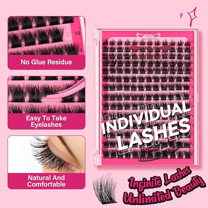 Lash Clusters,168 Pcs Eyelash Clusters 8-18 Mixed Cluster Eyelash Extensions Lash Extension Super Thin Band And Reusable Soft & Comfortable (Chic,D-8-18mix)
