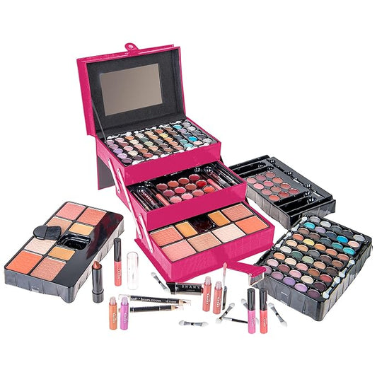 SHANY All In One Makeup Set, Eyeshadow, Blushes, Face Powder, Lipstick, Eye liners, Make up Pencils and Cosmetics Mirror - Makeup Kit With Reusable Storage Beauty Box - Pink