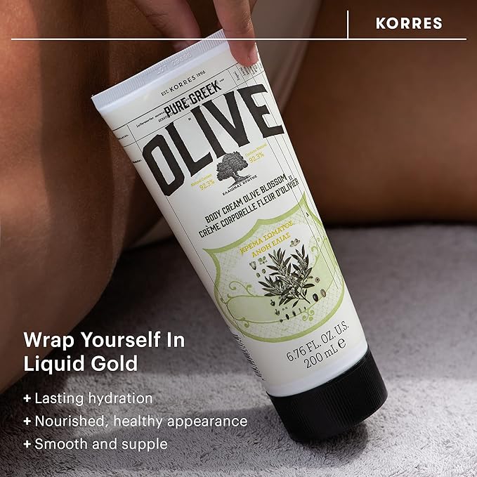 KORRES Body Care Collection, Pure Greek Olive Oil Shower Gel, Body Lotion and Hand Cream Moisturizer for Dry Skin, Moisturizing and Hydrating for Smooth, Supple Skin, Olive Blossom, 3 Piece Gift Set